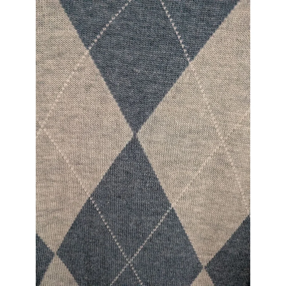 Men's Banana Republic L Blue Beige Argyle V-Neck Sweater